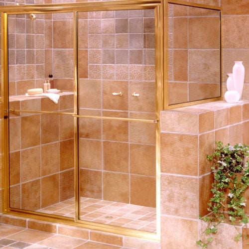 alumax brass framed shower enclosure