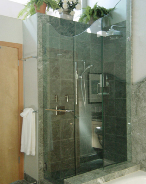 Schicker AG93 2-Sided Frameless Shower Enclosure With Wave Top