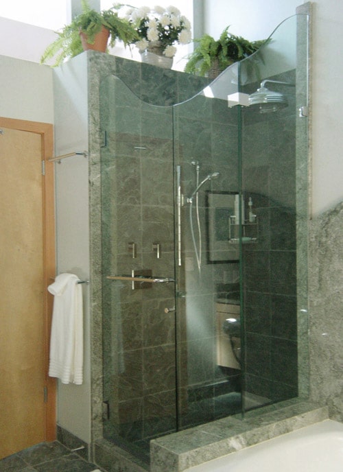 Schicker AG93 2-Sided Frameless Shower Enclosure With Wave Top