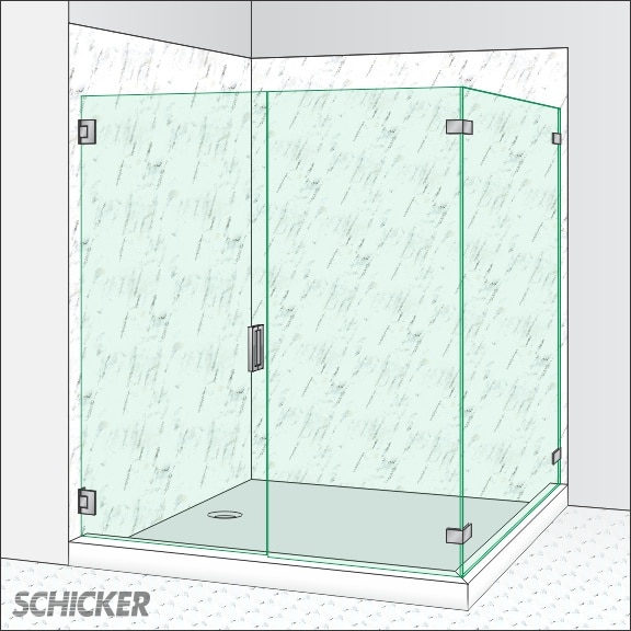 AG93, 2 sided heavy glass shower door