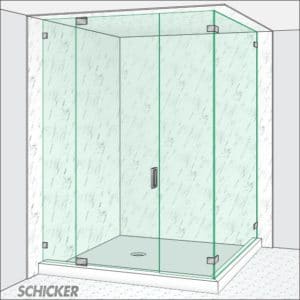 AGS93PHX 2 sided heavy glass shower door