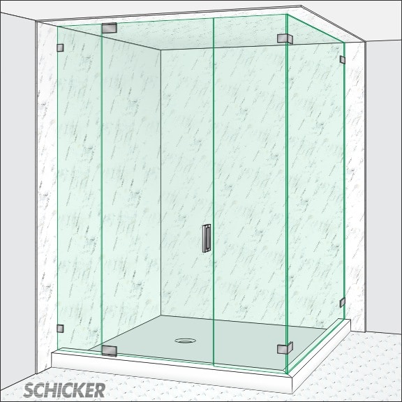 AGS93PHX 2 sided heavy glass shower door
