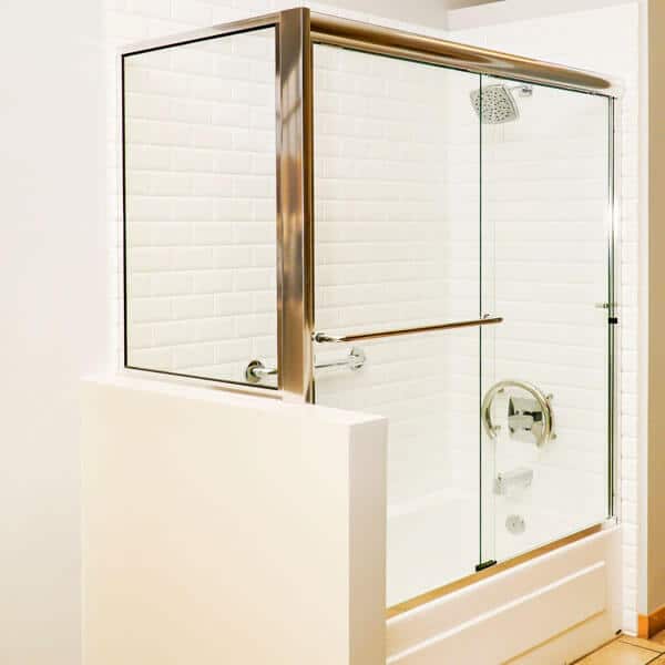 brass framed shower door