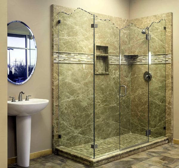 Frameless Corner Enclosure With Glass To Glass Hinges Glass Shower Enclosures Frameless Shower Doors Bathrooms Remodel