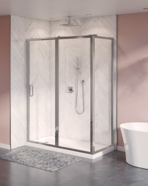 Fleurco Elera 2-Sided Framed Pivot Shower Door - Chrome Finish