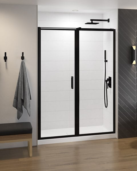 Fleurco Elera In-line Framed Pivot Shower Door, Matte Black