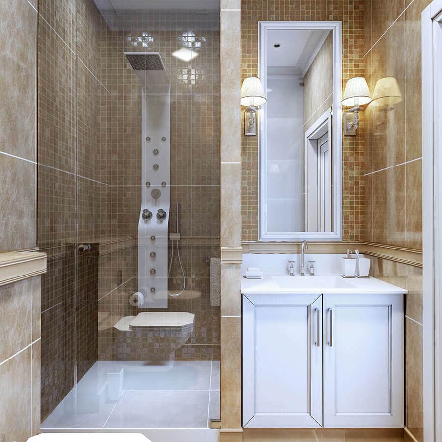 inline shower enclosure with frameless shower door in oakland ca