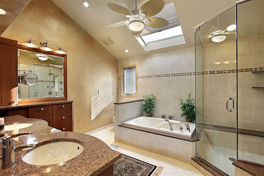 modern luxury bathroom in walnut creek ca with pivot style all glass shower doors