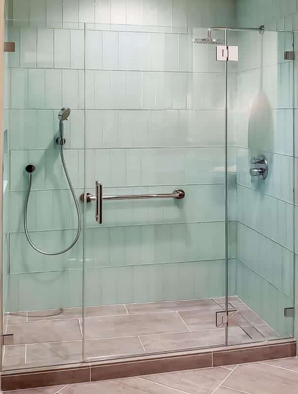 frameless shower enclosure with inline door