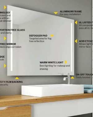 fleurco luna lighted mirror features