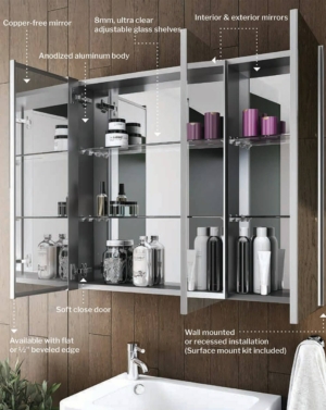 fleurco luna medicine cabinet features