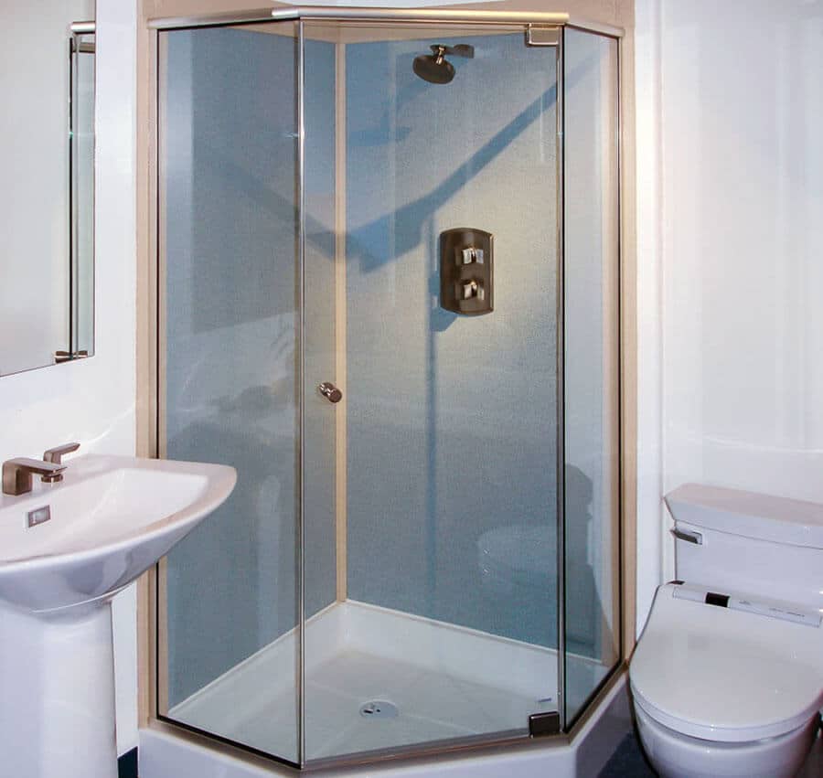 Neo-Angle Corner Shower Door corner neo-angle shower door with brass frame