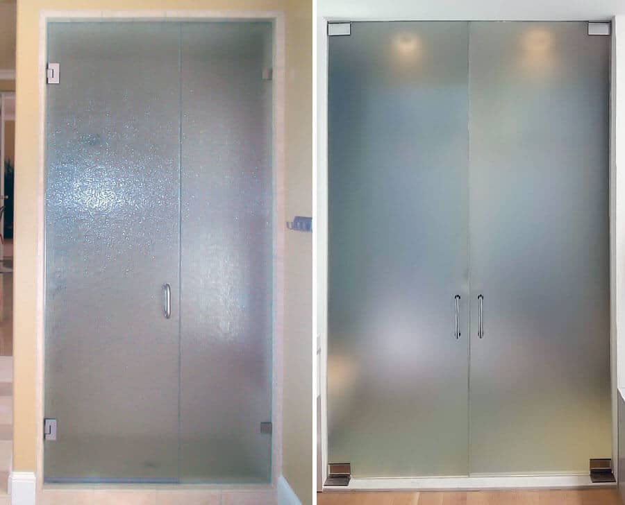 textured and frosted shower door glass