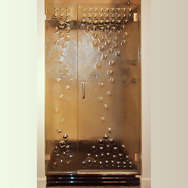 textured and tintted custom glass shower door