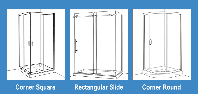 shower door shapes corner square rectangular corner round