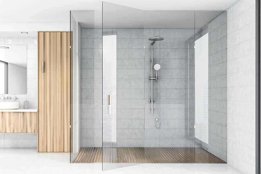 Walk-In Shower with Frameless Door sleek modern walk-in frameless shower with easy access for physically challenged individuals