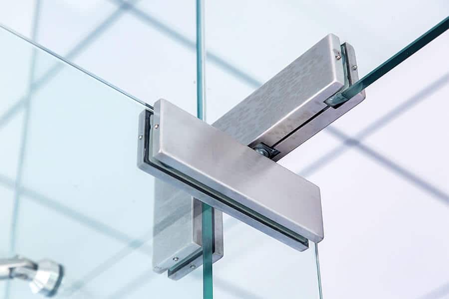 7 Hot Shower Door Trends for 2024 3 shower door hardware brushed nickel finish