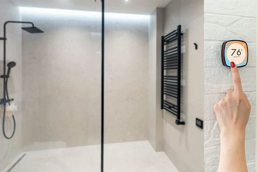 7 Hot Shower Door Trends for 2024 6 shower with smart technology integration thermostat control