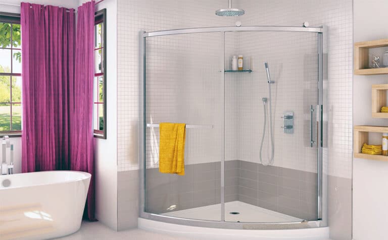 modern bathroom curved shower door accessories