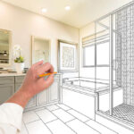 custom shower door planning architectural drawing
