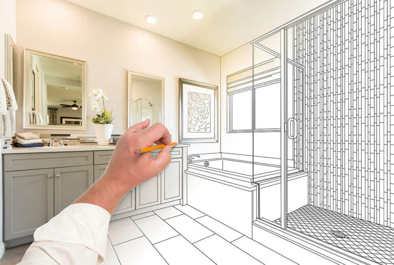 custom shower door planning architectural drawing